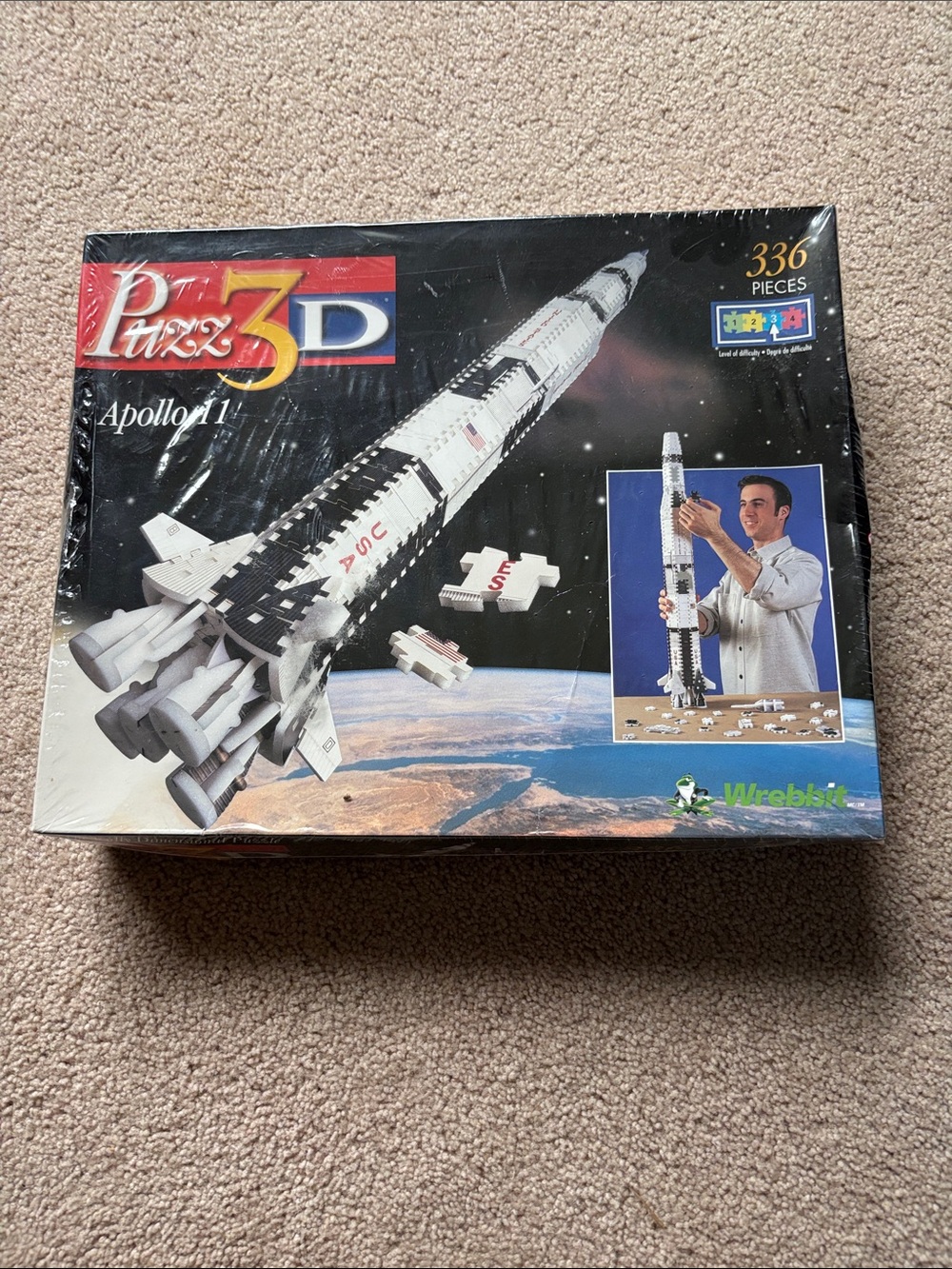 Puzz 3D Apollo 11 Rocket 336-Piece Black & White 3D Puzzle